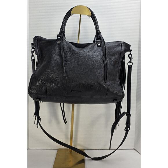 Rebecca Minkoff Fringe Regan Satchel Black with detachable strap - Picture 1 of 7